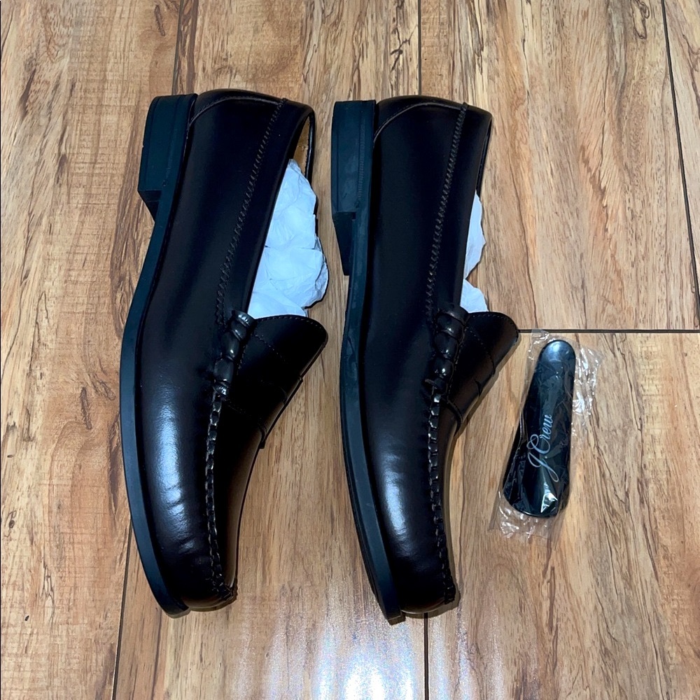 NIB J.Crew Camden Leather Loafers with Rubber Soles in Dress Brown - Picture 8 of 11
